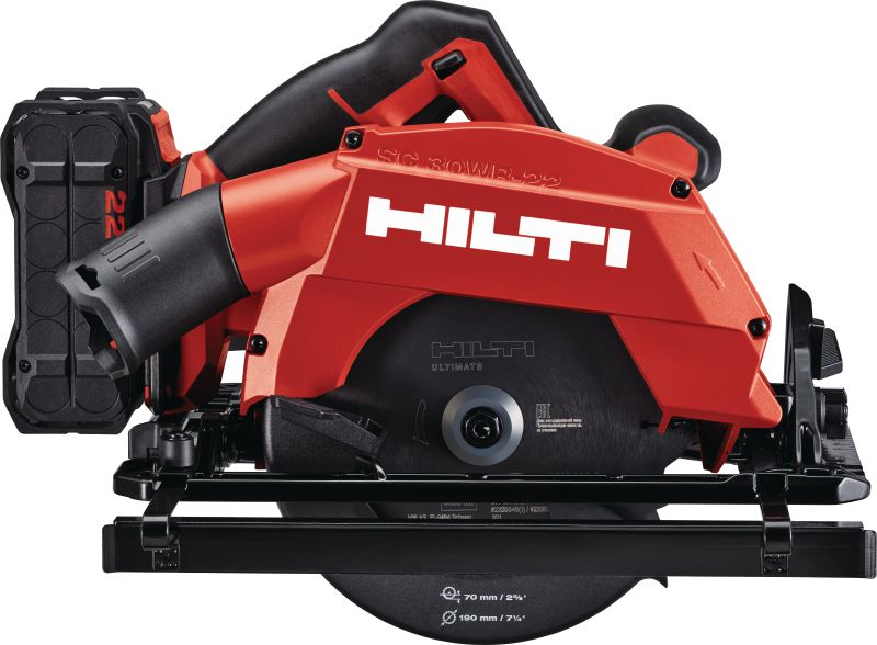SC 30WR-22 Akülü daire testere Ahşap ve ahşap bazlı panellerde 70 mm | 2-3/4'ye kadar hassas kesimler için önceden monte edilmiş 190 mm | 7-1/4 bıçaklı akülü daire testere (Nuron pil platformu).