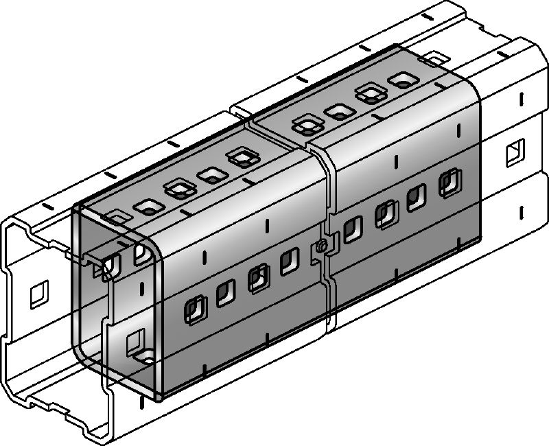 MIC-E Konektör Ağır yük sınıfı uygulamalarda MI ana kirişlerini uzun mesafe boyunca uzunlamasına bağlamak için kullanılan sıcak daldırma galvanize (HDG) konektörü
