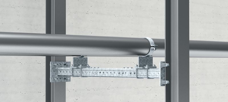 MIC-E Konektör Ağır yük sınıfı uygulamalarda MI ana kirişlerini uzun mesafe boyunca uzunlamasına bağlamak için kullanılan sıcak daldırma galvanize (HDG) konektörü Uygulamalar 1